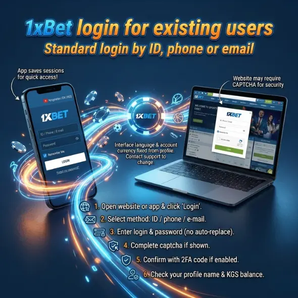 Вход в систему 1xBet для существующих пользователей